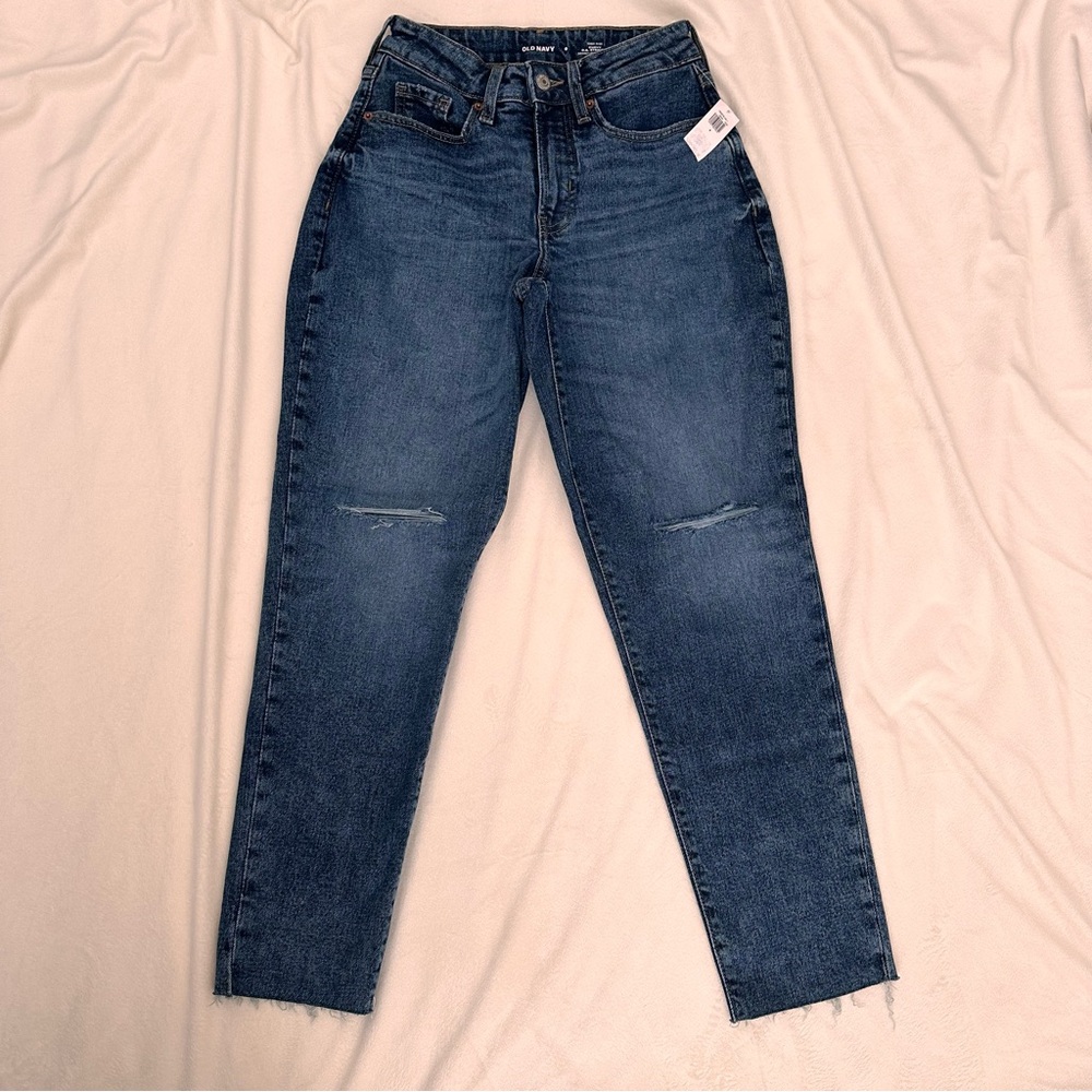 Old Navy High Rise Blue Jeans with Distressed Details